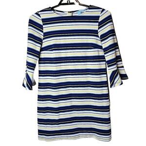 Draper James Women's Pop Stripe Blue White Dress Size Medium t13